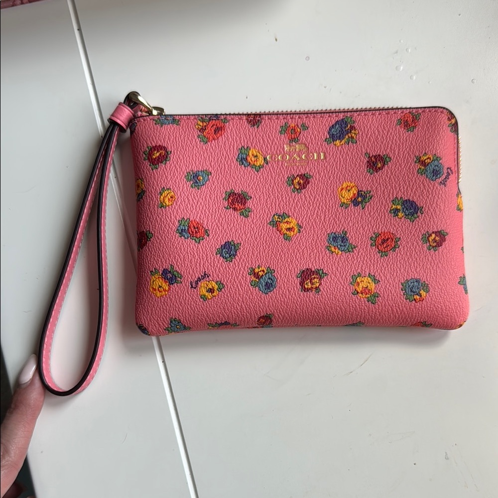 Coach Pink Floral Wristlet